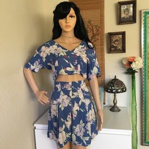 RAMPAGE Vintage Two Piece Shorts/Button Down Top